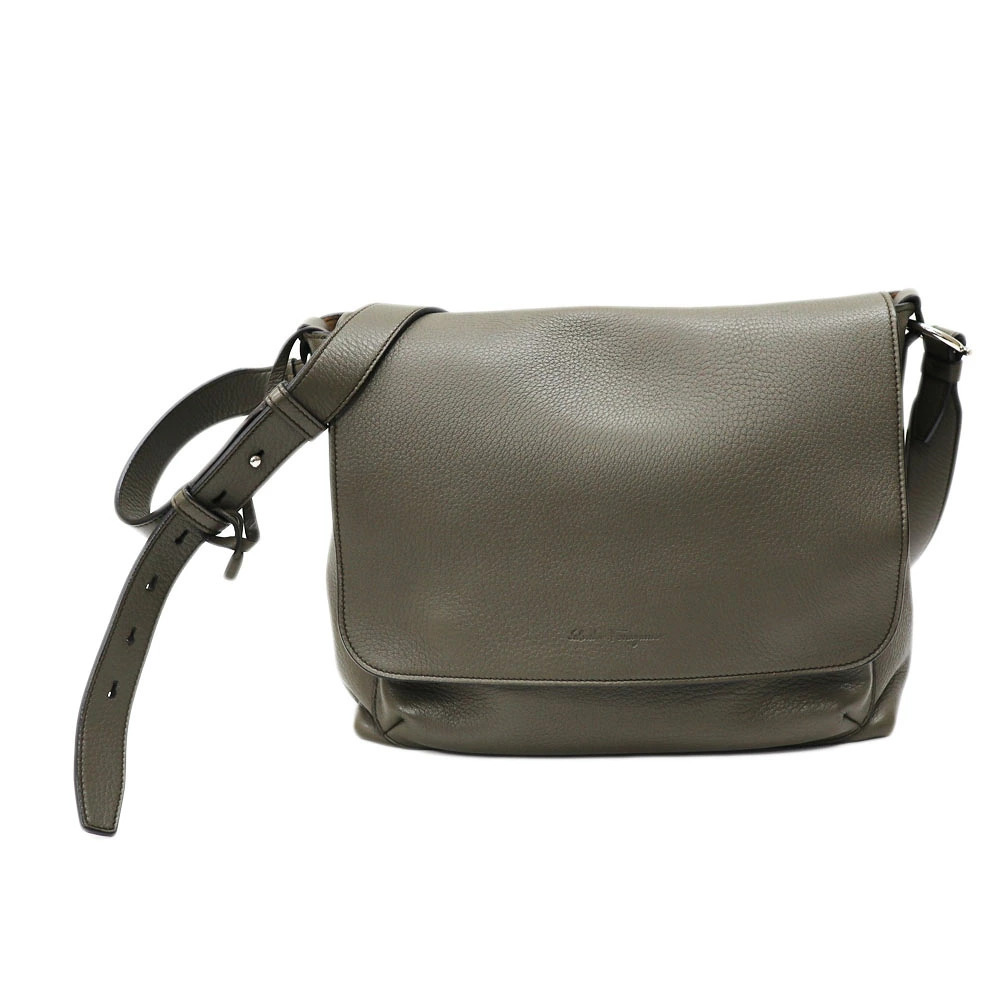 Salvatore Ferragamo messenger bag olive leather crossbody Khaki Green